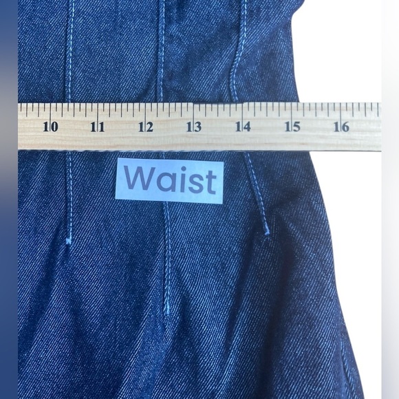 ASOS Denim Jumpsuit Women’s Size US 6 UK 10 Blue Balloon Sleeve Tapered Waist - Picture 6 of 11